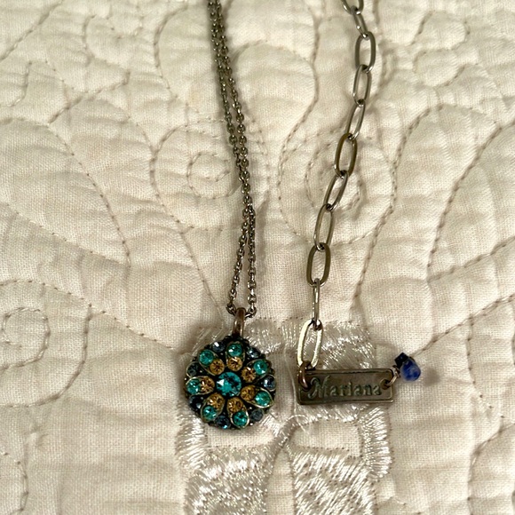 Mariana Guardian Angel Necklace with Blue & Gold Swarovski Crystals - Picture 2 of 3